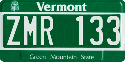 VT license plate ZMR133