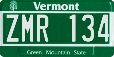 VT license plate ZMR134