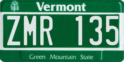 VT license plate ZMR135