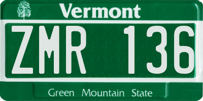 VT license plate ZMR136