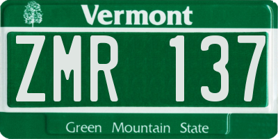 VT license plate ZMR137