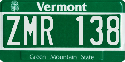 VT license plate ZMR138