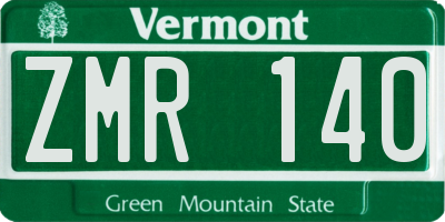 VT license plate ZMR140