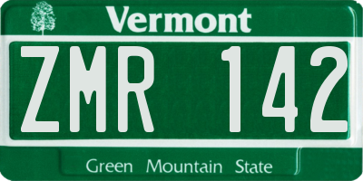 VT license plate ZMR142