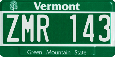 VT license plate ZMR143