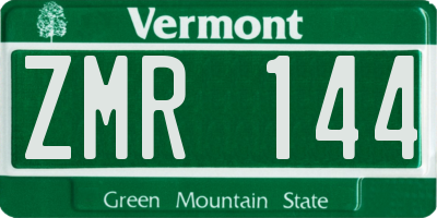 VT license plate ZMR144