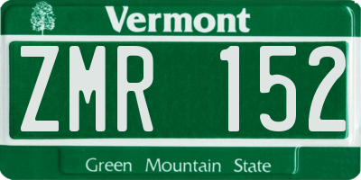 VT license plate ZMR152
