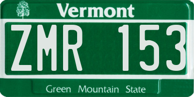 VT license plate ZMR153