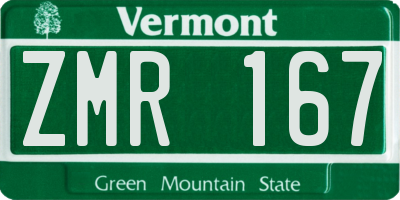 VT license plate ZMR167