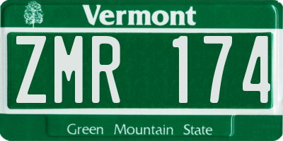 VT license plate ZMR174