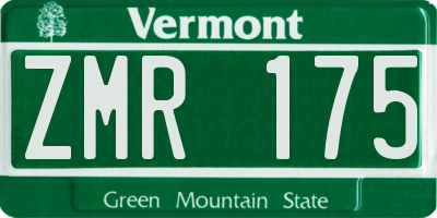 VT license plate ZMR175