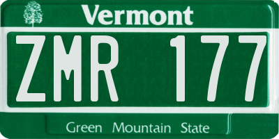 VT license plate ZMR177