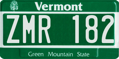 VT license plate ZMR182