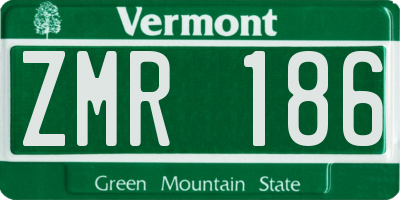 VT license plate ZMR186