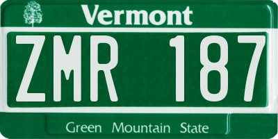 VT license plate ZMR187