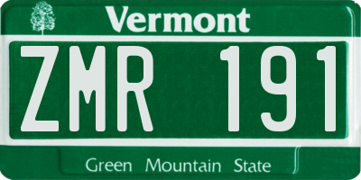 VT license plate ZMR191