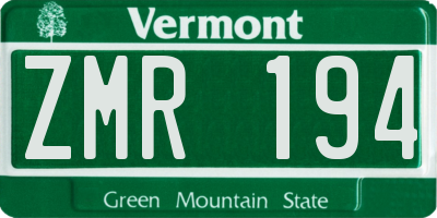 VT license plate ZMR194