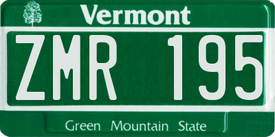 VT license plate ZMR195