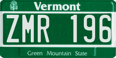 VT license plate ZMR196