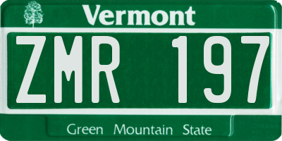 VT license plate ZMR197