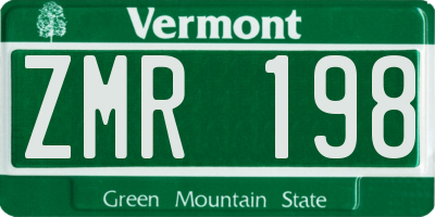 VT license plate ZMR198