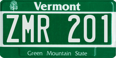 VT license plate ZMR201
