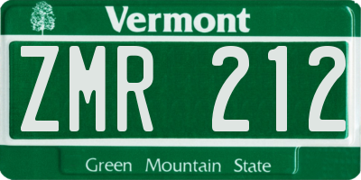 VT license plate ZMR212