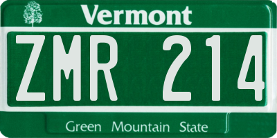 VT license plate ZMR214