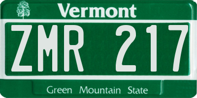 VT license plate ZMR217