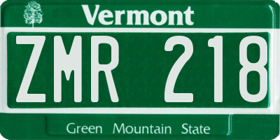 VT license plate ZMR218