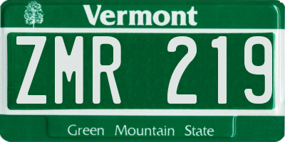 VT license plate ZMR219