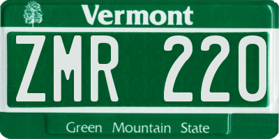 VT license plate ZMR220