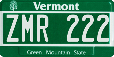 VT license plate ZMR222