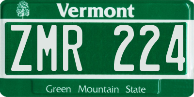 VT license plate ZMR224
