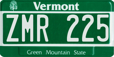VT license plate ZMR225
