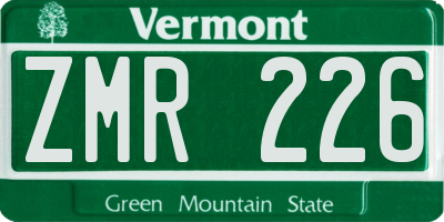 VT license plate ZMR226