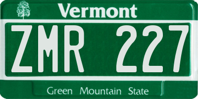 VT license plate ZMR227