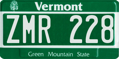 VT license plate ZMR228