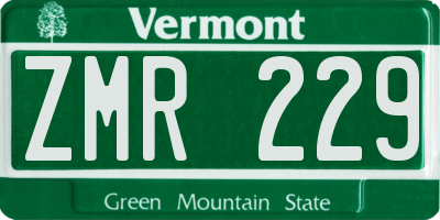 VT license plate ZMR229