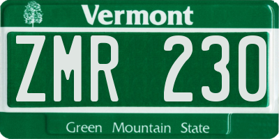VT license plate ZMR230