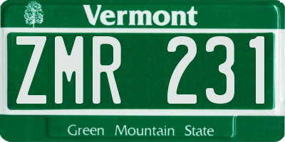 VT license plate ZMR231