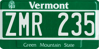 VT license plate ZMR235