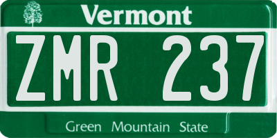 VT license plate ZMR237