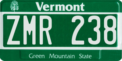 VT license plate ZMR238