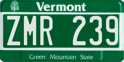 VT license plate ZMR239
