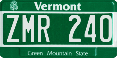 VT license plate ZMR240