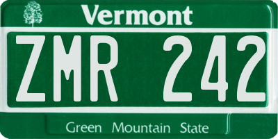 VT license plate ZMR242