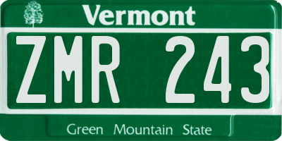 VT license plate ZMR243