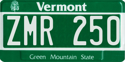 VT license plate ZMR250