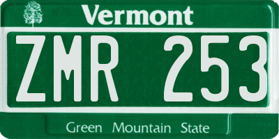 VT license plate ZMR253